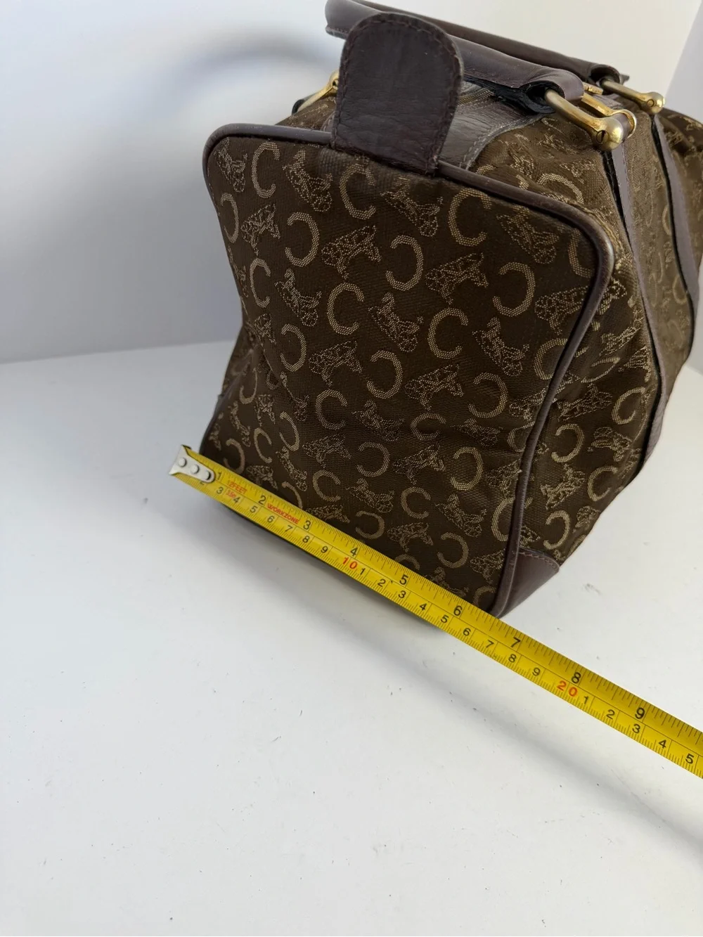 Vintage Old Celine Boston Bag Monogrammed Canvas